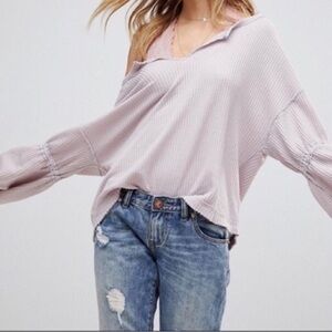Free People Dahlia Thermal Long Sleeve Top - Lavender